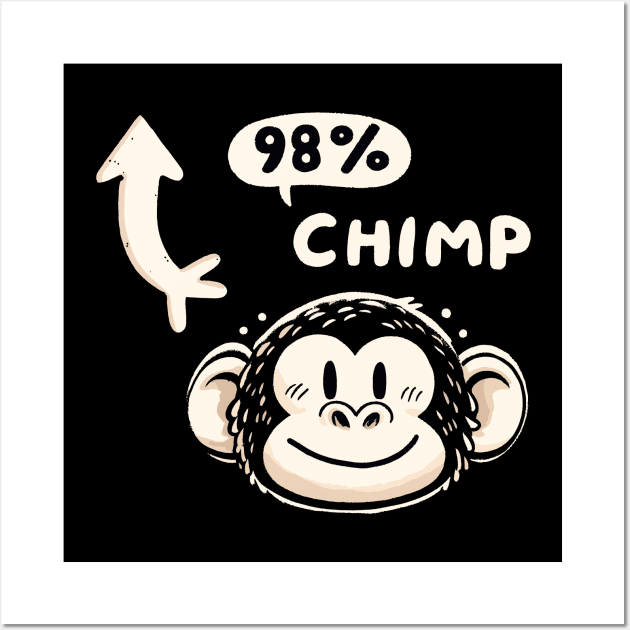 98 Percent Chimp Monkey Wall Art by DoodleDashDesigns